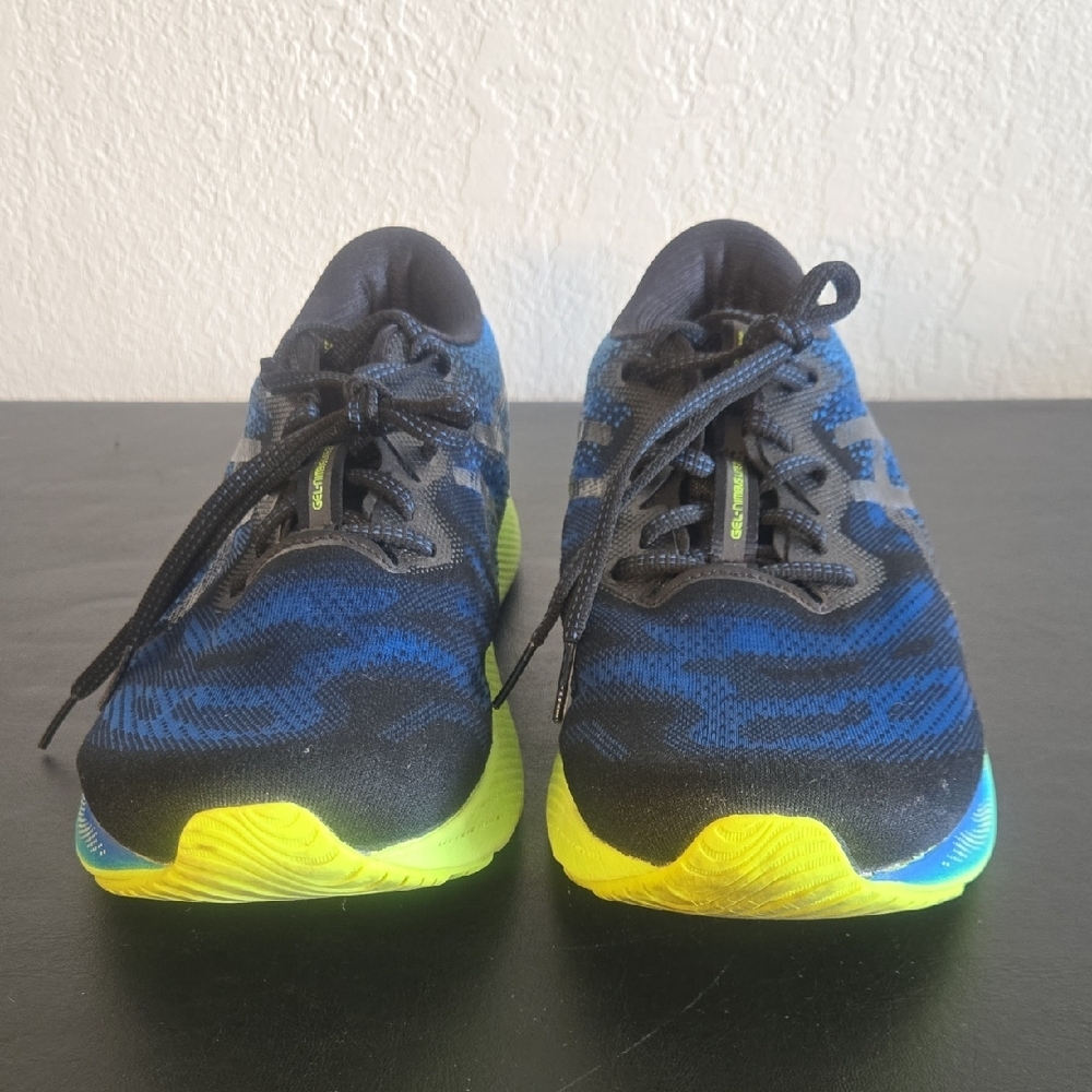 Asics Men's Blue Black and Neon Yellow Athletic Shoes - Picture 3 of 12